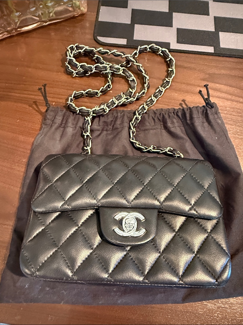 CHANEL Black Quilted Lambskin Small Flap Crossbody Bag with Silver Hardware